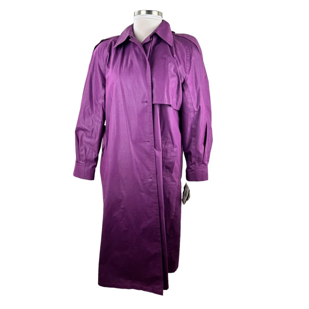 NWT London Fog Marta Trench Coat Royal Amethyst Purple Women's Size 16 H14297 - Picture 5 of 16